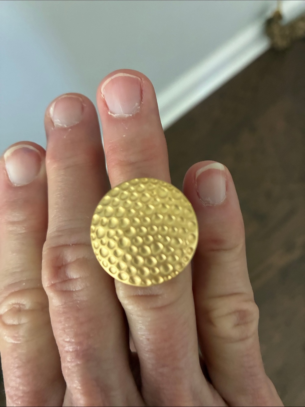 Park Lane ‘Gilded’ Textured Round Gold Tone Statement Ring - Picture 1 of 6